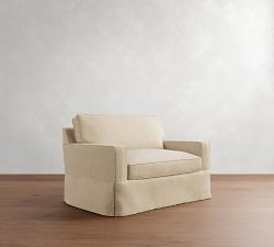 Buchanan Square Arm Slipcovered Twin Sleeper Sofa with Memory Foam Mattress (54&quot;)