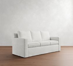 Cameron Square Arm Slipcovered Sleeper Sofa with Memory Foam Mattress (86&quot;)