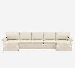 Pearce Roll Arm Slipcovered 4-Piece Double Chaise Sectional (168&quot;)