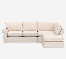 Pearce Roll Arm Slipcovered 3-Piece Bumper Sectional (133&quot;)
