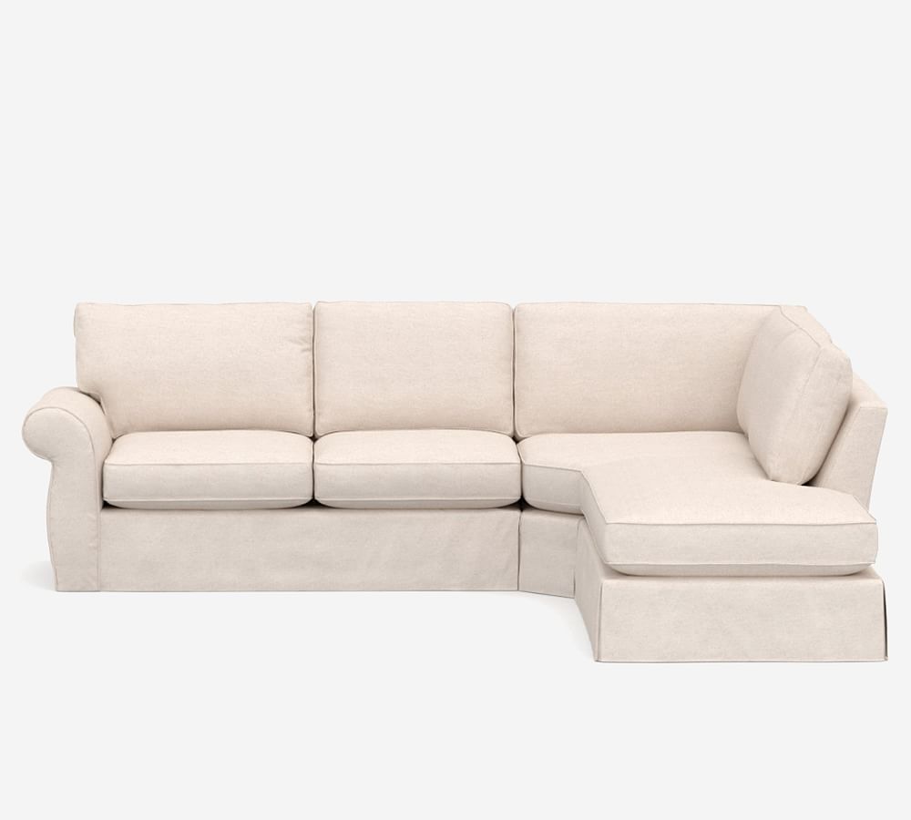 Pearce Roll Arm Slipcovered 3-Piece Bumper Sectional (133&quot;)