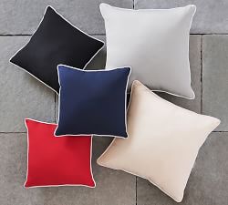 Sunbrella&#0174; Contrast Piped Solid Outdoor Pillow