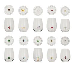 Icon Stemless Wine Glass Set, Set of 10