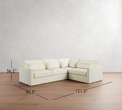 Westwood Fin Arm Deep Seat Flange Edge Slipcovered 3-Piece Sectional (122&quot;)