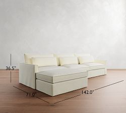 Westwood Fin Arm Deep Seat Flange Edge Slipcovered Modular Chaise Sectional (143&quot;)
