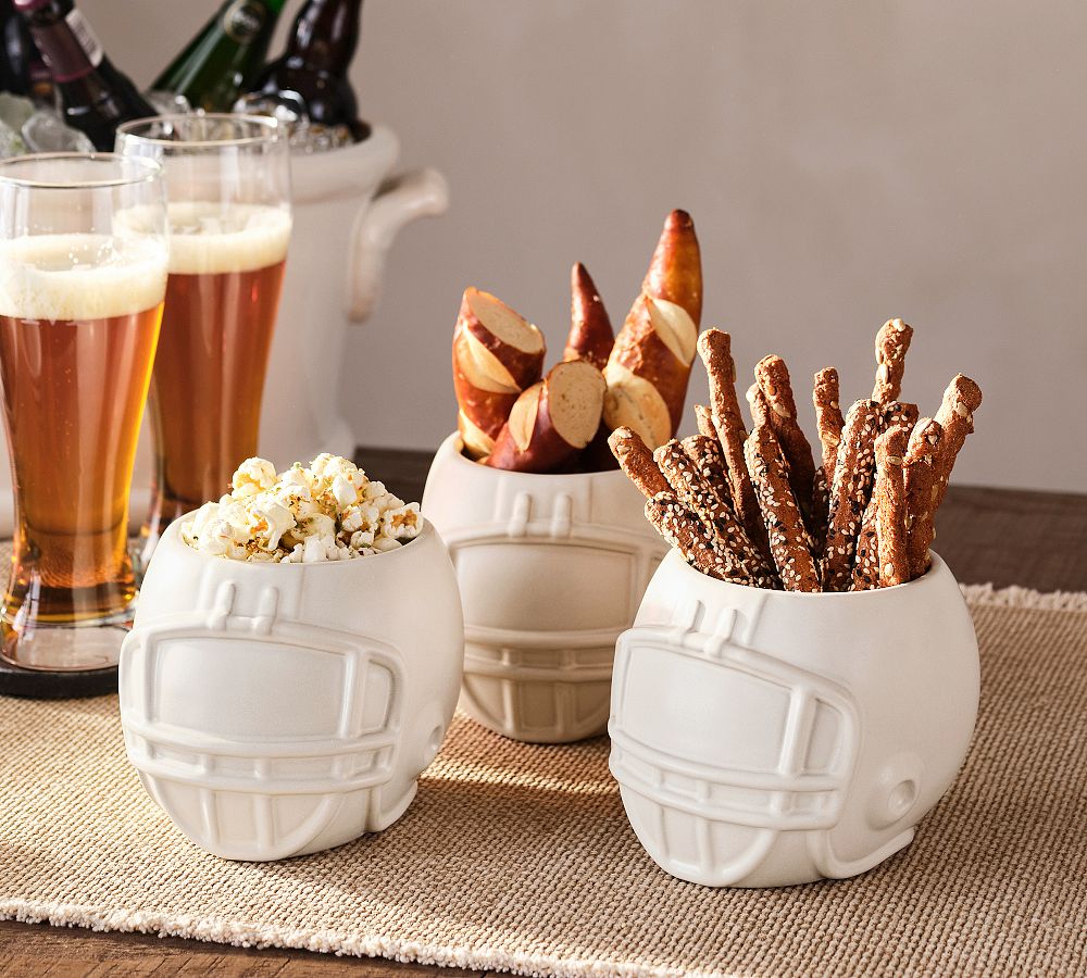 Football Helmet Stoneware Snack Bowl