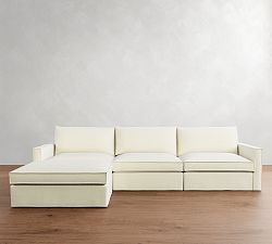 Westwood Slim Arm Flange Edge Slipcovered Chaise Sectional (137&quot;)