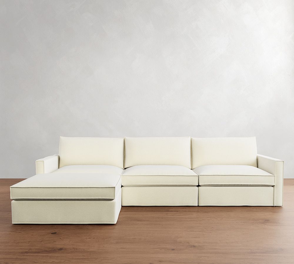 Westwood Slim Arm Flange Edge Slipcovered Chaise Sectional (137&quot;)