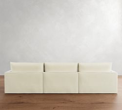 Westwood Slim Arm Flange Edge Slipcovered Chaise Sectional (137&quot;)