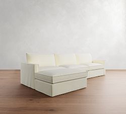 Westwood Slim Arm Flange Edge Slipcovered Chaise Sectional (137&quot;)
