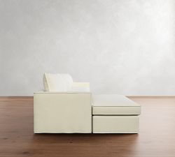 Westwood Slim Arm Flange Edge Slipcovered Chaise Sectional (137&quot;)