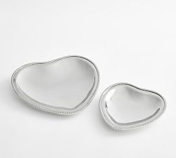 Heritage Silver Heart Platters - Set of 2
