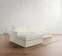 Westwood Slim Arm Flange Edge Slipcovered Chaise Sectional (137&quot;)