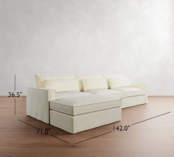 Westwood Square Arm Deep Seat Flange Edge Slipcovered Chaise Sectional (143&quot;)
