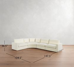 Westwood Square Arm Flange Edge Slipcovered 4-Piece Curved Wedge Sectional (151&quot;)