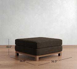 Jake Leather Brindle Wood Base Sectional Ottoman