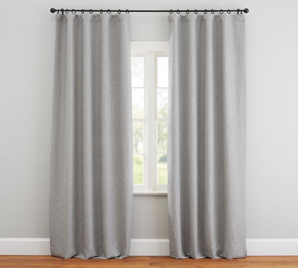 Custom Belgian Flax Linen Blackout Curtain - Flagstone