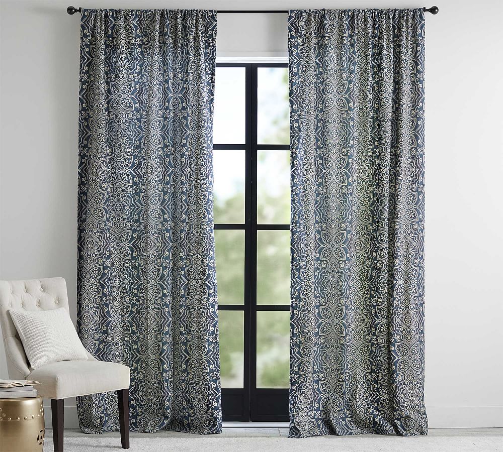 Open Box: Emina Print Linen/Cotton Rod Pocket Curtain