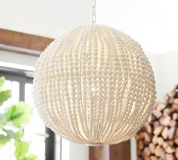 Bristol Wood Bead Globe Pendant (25&quot;)