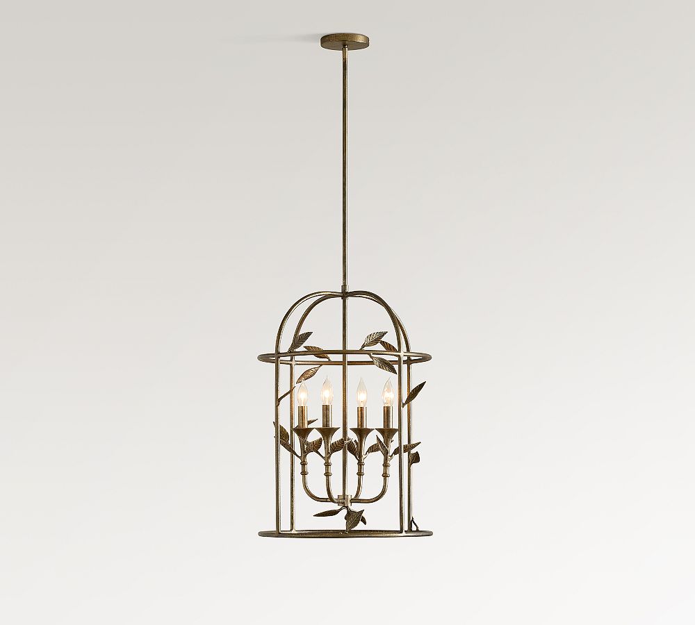 Botanical Forged-Iron Lantern Pendant (20&quot;)