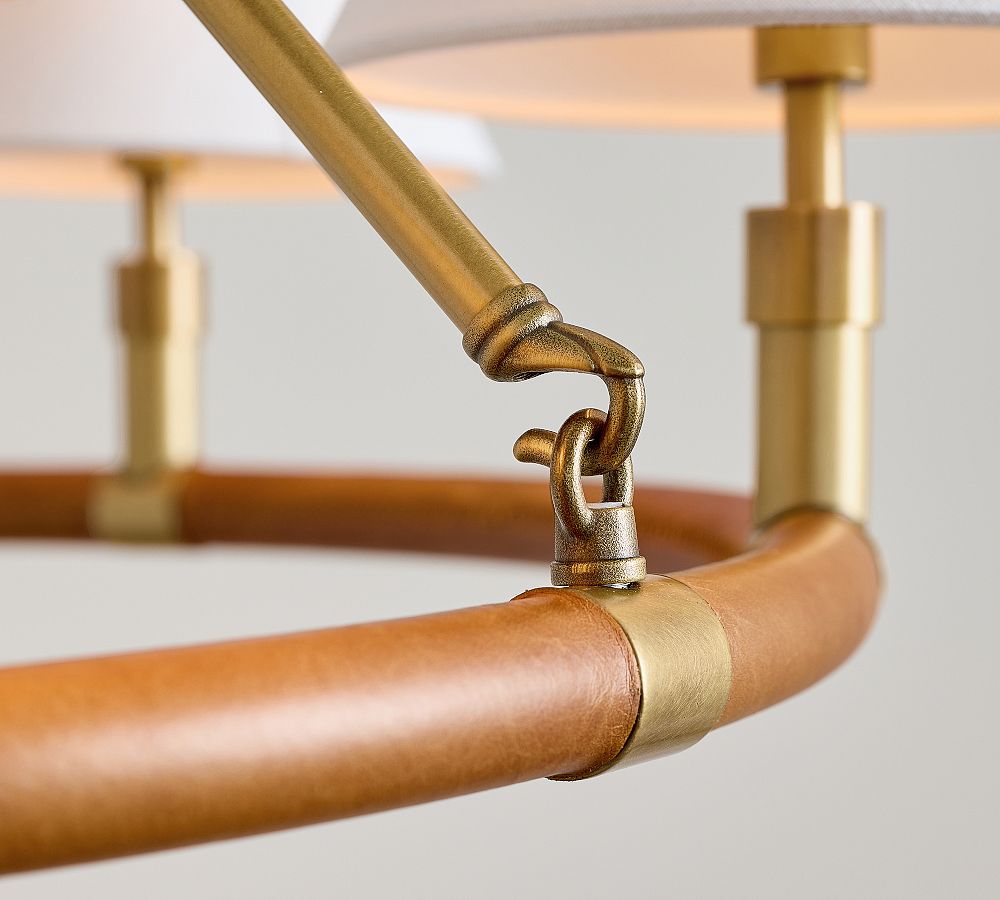 Chambers Leather Round Chandelier 36" - Elegant Lighting