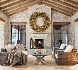 Faux Lit Aspen Spruce Wreath