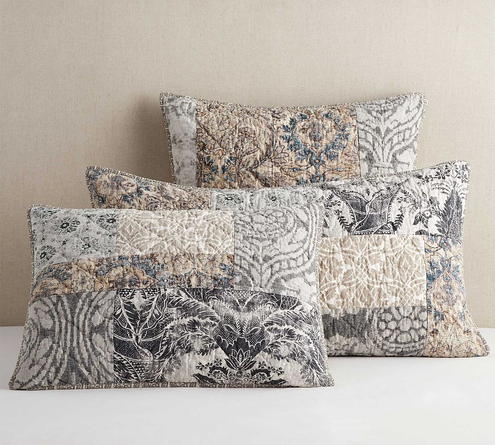 Tessa Handcrafted Linen Cotton Patchwork Quilted Sham