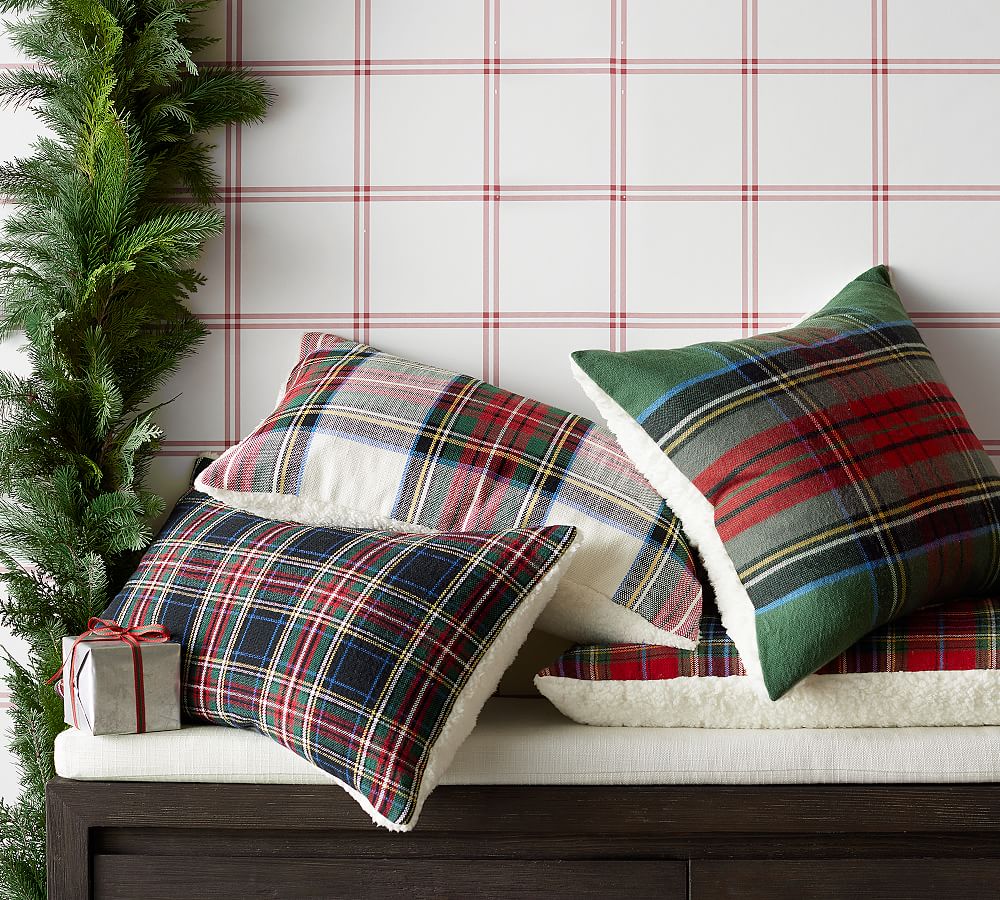 Plaid with Sherpa Back Pillow Cover