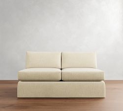 Build Your Own Carmel Slim Arm Slipcovered Sectional