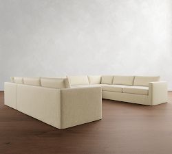 Carmel Slim Arm Slipcovered U-Shaped Sectional (144&quot;)