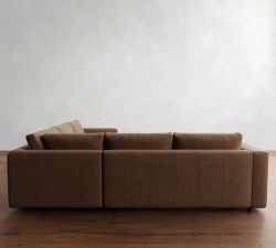 Carmel Wide Arm Leather 3-Piece L-Shaped Sectional (113&quot;)