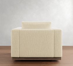 Carmel Wide Arm Wood Base Swivel Chair