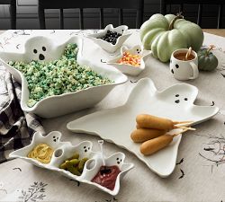 Gus the Ghost Stoneware Triple Condiment Server
