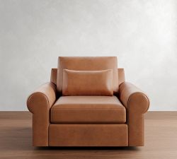 Big Sur Roll Arm Deep Seat Leather Swivel Chair