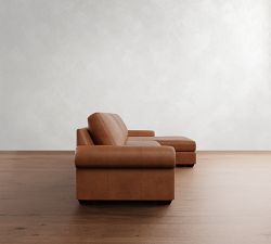 Big Sur Roll Arm Leather Chaise Sectional (115&quot;&ndash;157&quot;)