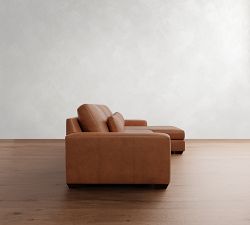Big Sur Square Arm Deep Seat Leather Chaise Sectional (115&quot;&ndash;157&quot;)
