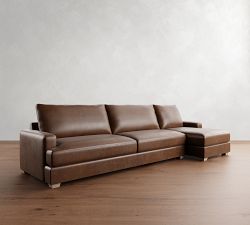 Canyon Square Arm Leather Chaise Sectional (118&quot;&ndash;163&quot;)