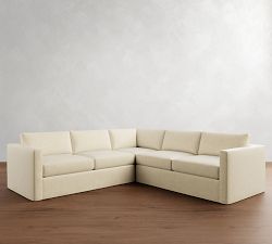 Carmel Slim Arm Slipcovered 3-Piece L-Shaped Sectional (110&quot;)