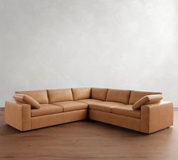 Dream Wide Arm Leather 3-Piece L-Shaped Sectional (120&quot;)