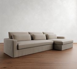 Westwood Square Arm Deep Seat Slipcovered Chaise Sectional (130&quot;&ndash;136&quot;)