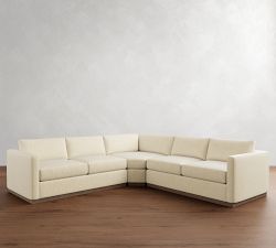 Carmel Slim Arm Wood Base 3-Piece L-Shaped Wedge Sectional (120&quot;)