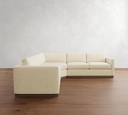 Carmel Slim Arm Wood Base 3-Piece L-Shaped Wedge Sectional (120&quot;)
