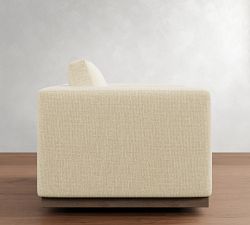 Carmel Wide Arm Wood Base Swivel Chair