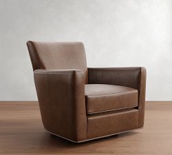 Irving Square Arm Leather Swivel Glider