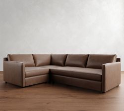Pacifica Slim Arm Leather 3-Piece Sectional (106&quot;)