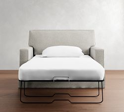 PB Comfort Square Arm Slipcovered Twin Sleeper Sofa with Memory Foam Mattress (56&quot;)