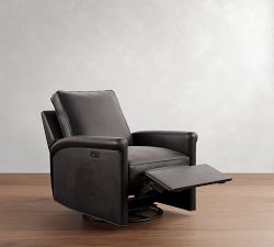Tyler Roll Arm Leather Manual &amp; Power Swivel Glider Recliner