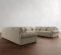 Big Sur Roll Arm Deep Seat Leather U-Shaped Sectional (157&quot;&ndash;190&quot;)