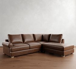 Canyon Roll Arm Leather 3-Piece Bumper Sectional (122&quot;)