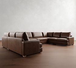 Canyon Square Arm Leather U-Shaped Sectional (153&quot;&ndash;189&quot;)